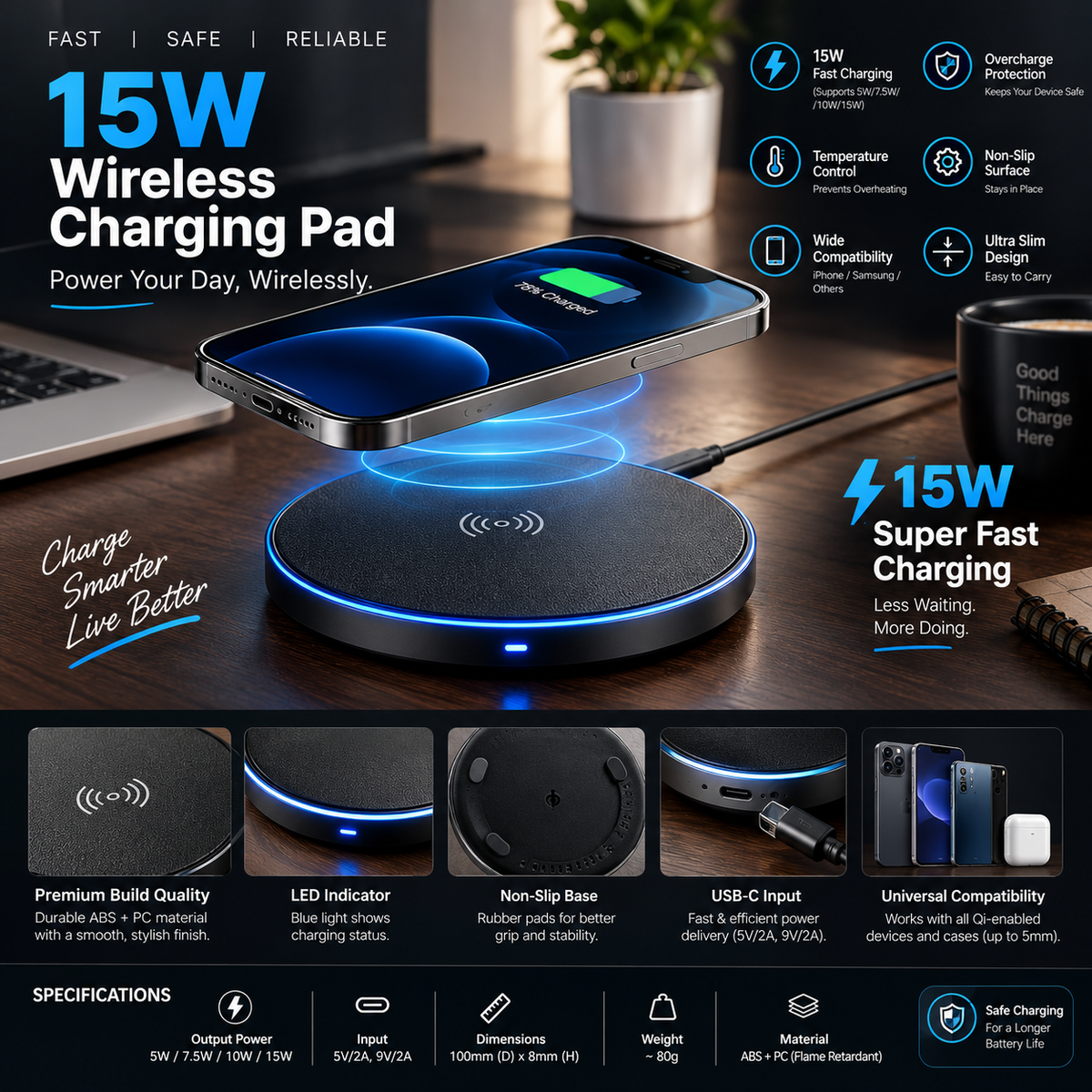 15W Wireless Charging Pad