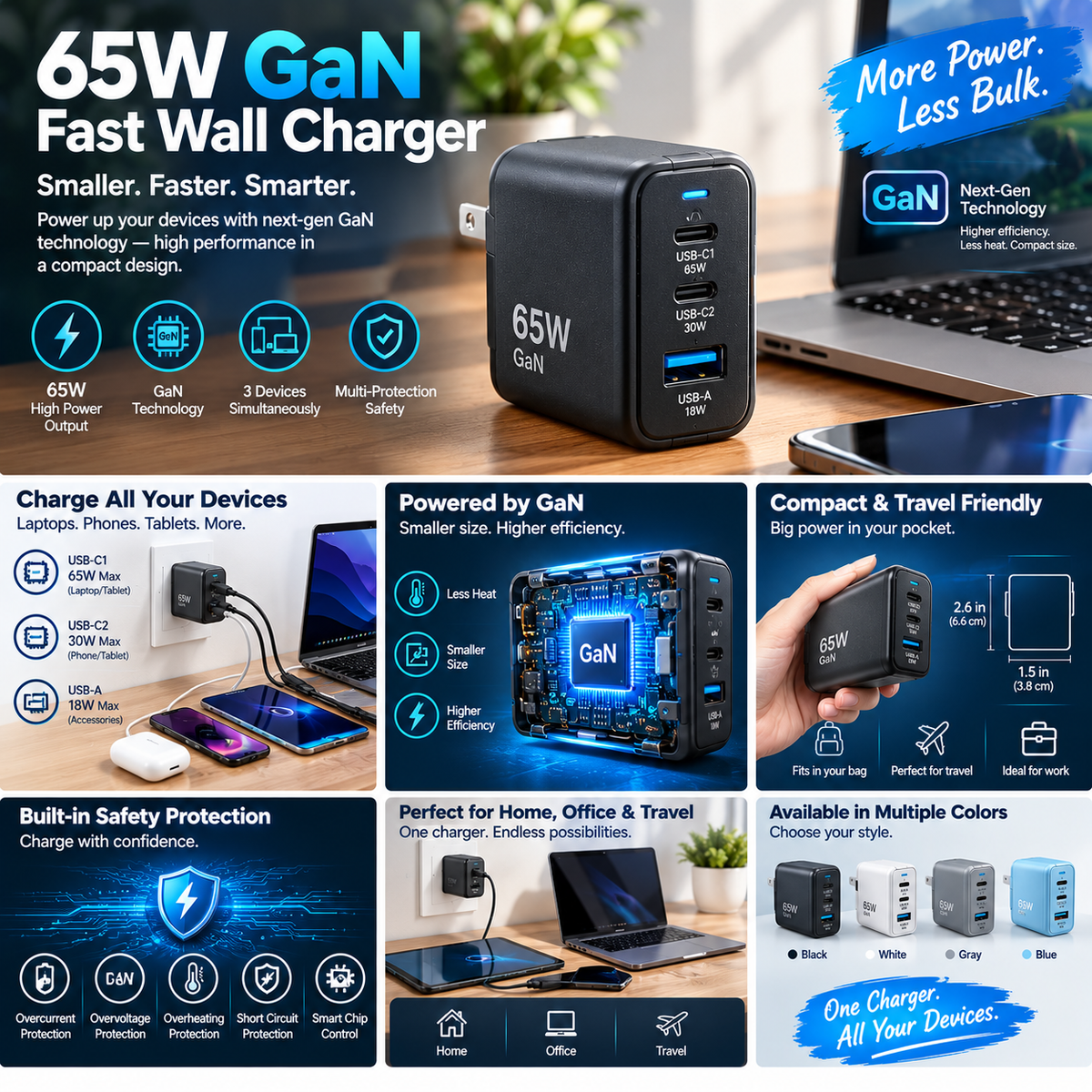 65W GaN Fast Wall Charger