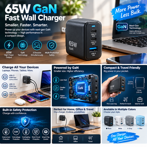 65W GaN Fast Wall Charger